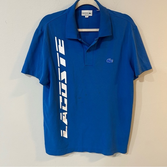 Lacoste Men’s Regular Fit Movement Printed Polo Shirt Bright Royal Blue Large - Picture 3 of 9